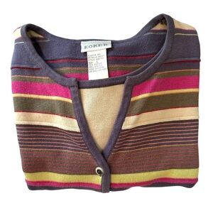 Retro Koret Striped Cardigan with Shell L